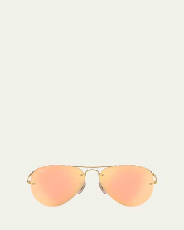 Rimless Mirrored Iridescent Aviator Sunglasses, 59MM